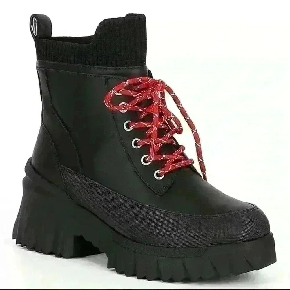 Nurture Whitney Water Resistant Leather Lace-Up Lug Sole Platform Boots